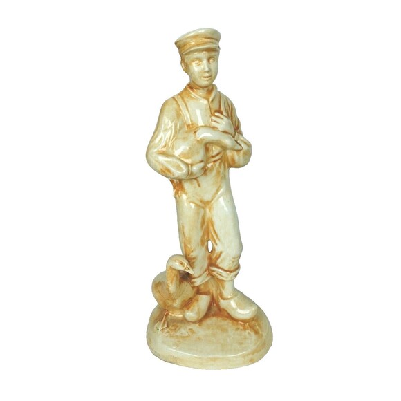 Vintage 70s Farmhouse Dutch Country Ceramic Figurines Boy & Girl with Geese - Picture 4 of 8